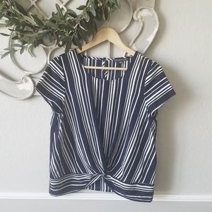 Adrianna Papell Striped Twist-Front Top - Women's Size Small